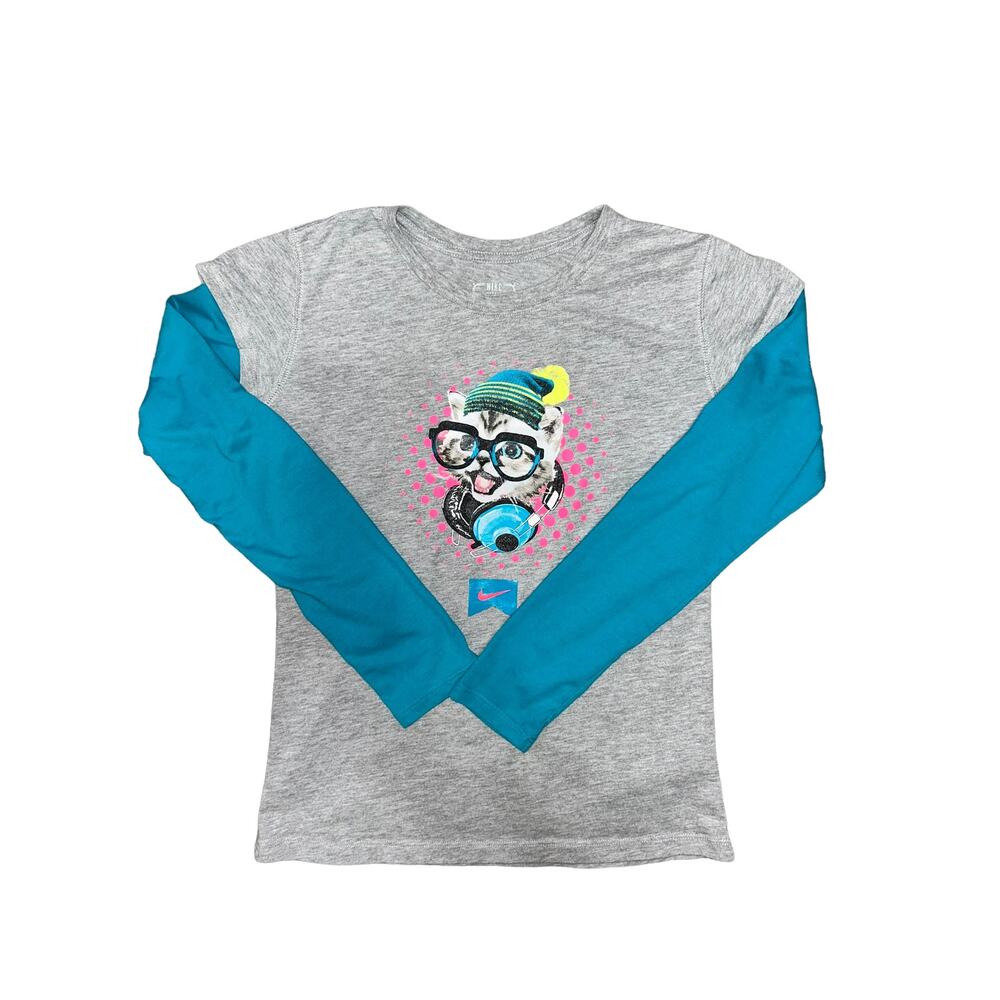 Nike Printed Cat Long Sleeve Shirt Size XL (158-170)cm | 13-15